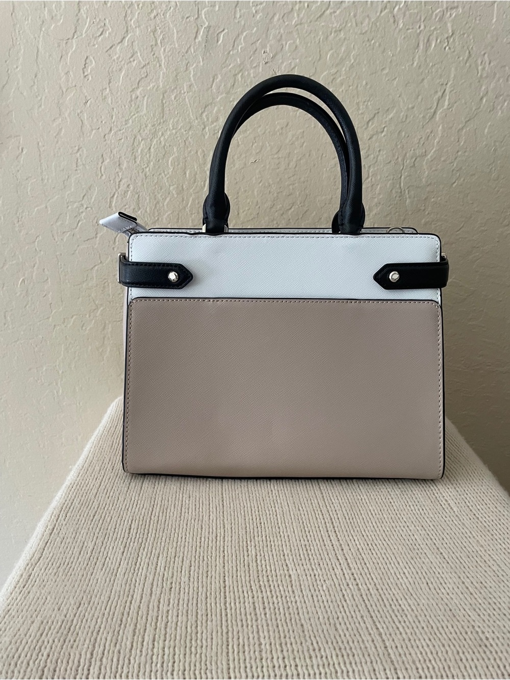 kate spade Beige, White & Black Leather Satchel - Picture 4 of 8